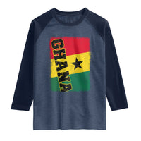 Vintage Distressed Ghana Flag Raglan Shirt Ghanaian Heritage Africa Ghanese Roots
