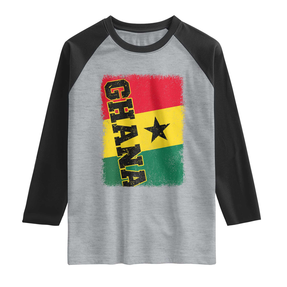 Vintage Distressed Ghana Flag Raglan Shirt Ghanaian Heritage Africa Ghanese Roots