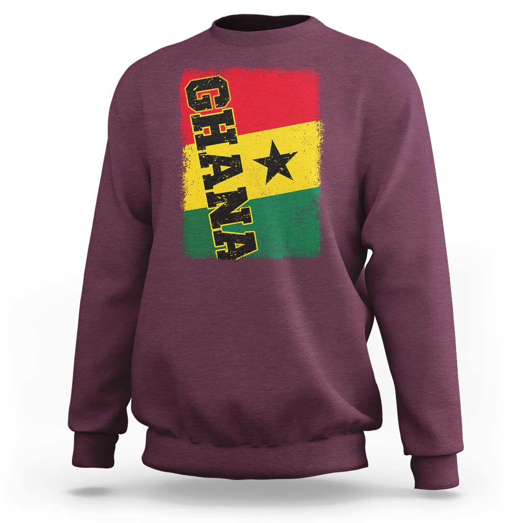 Vintage Distressed Ghana Flag Sweatshirt Ghanaian Heritage Africa Ghanese Roots