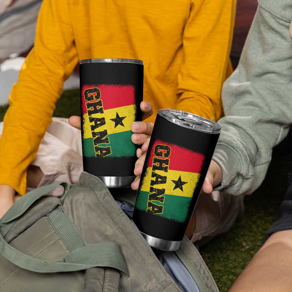 Vintage Distressed Ghana Flag Tumbler Cup Ghanaian Heritage Africa Ghanese Roots