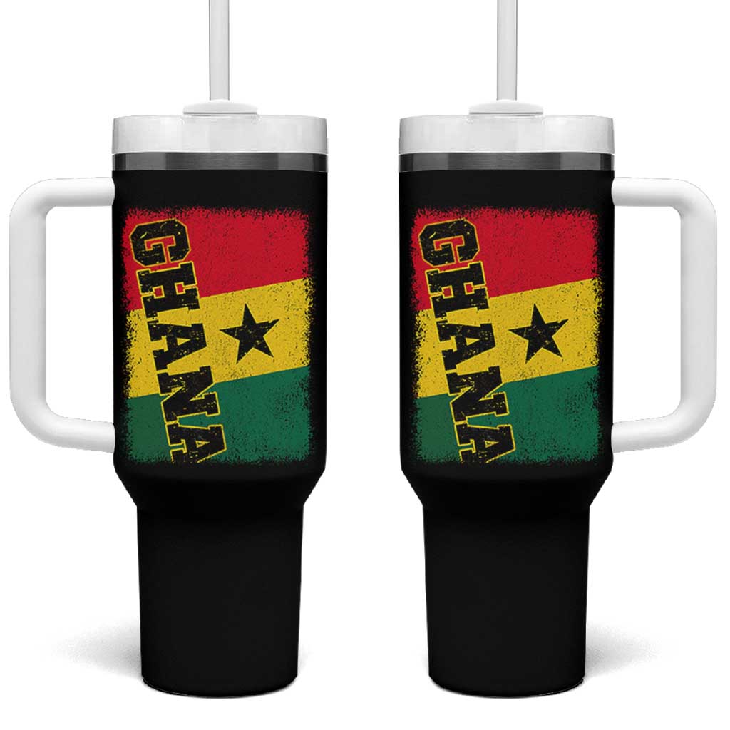 Vintage Distressed Ghana Flag Tumbler With Handle Ghanaian Heritage Africa Ghanese Roots
