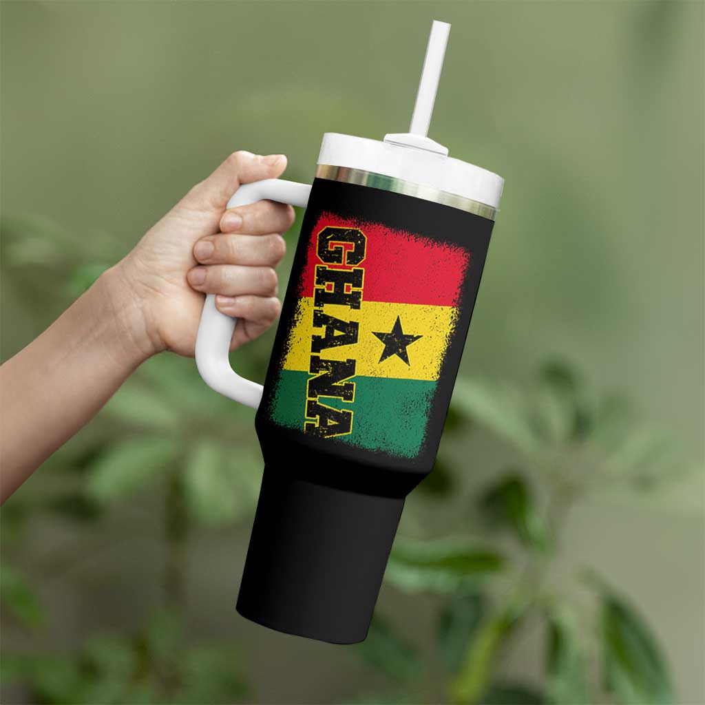 Vintage Distressed Ghana Flag Tumbler With Handle Ghanaian Heritage Africa Ghanese Roots