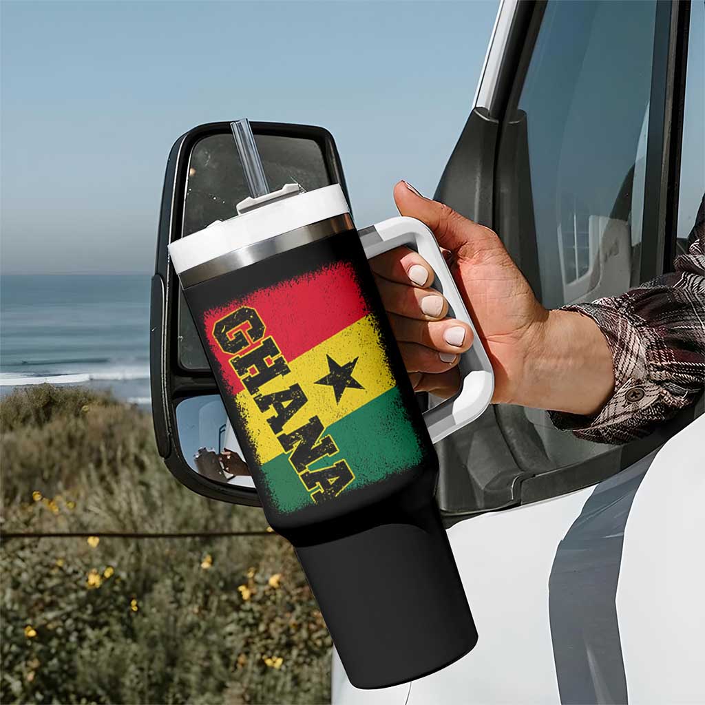 Vintage Distressed Ghana Flag Tumbler With Handle Ghanaian Heritage Africa Ghanese Roots