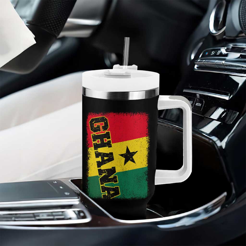Vintage Distressed Ghana Flag Tumbler With Handle Ghanaian Heritage Africa Ghanese Roots