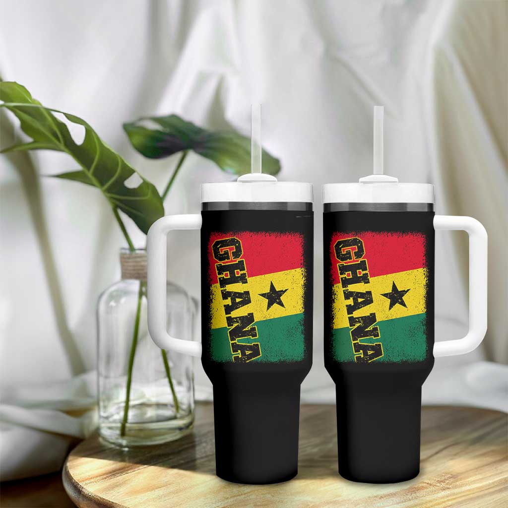 Vintage Distressed Ghana Flag Tumbler With Handle Ghanaian Heritage Africa Ghanese Roots