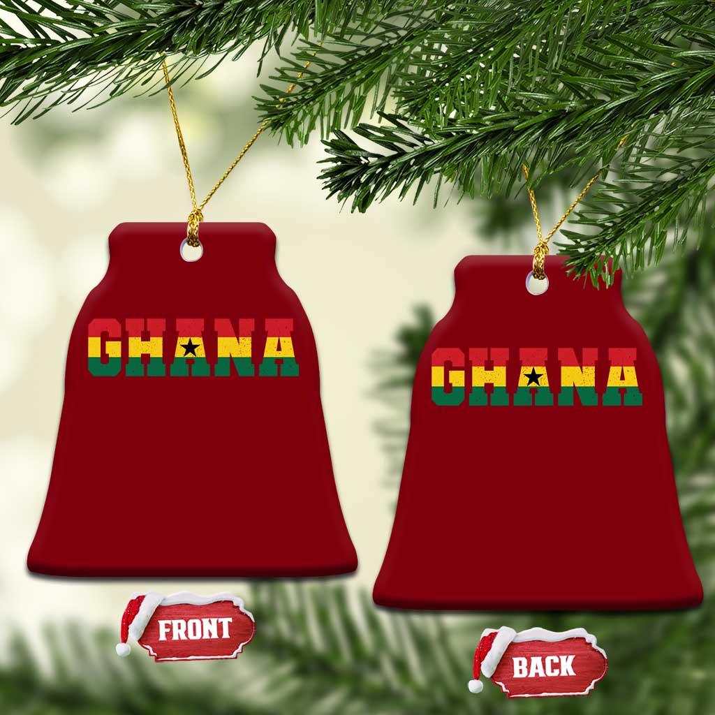 Ghana Flag Ceramic Ornament Varsity Lettering Design Ghanaian Pride Heritage Graphic