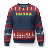 Ghana Flag Ugly Christmas Sweater Varsity Lettering Design Ghanaian Pride Heritage Graphic