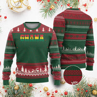 Ghana Flag Ugly Christmas Sweater Varsity Lettering Design Ghanaian Pride Heritage Graphic