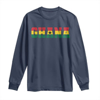 Ghana Flag Long Sleeve Shirt Varsity Lettering Design Ghanaian Pride Heritage Graphic