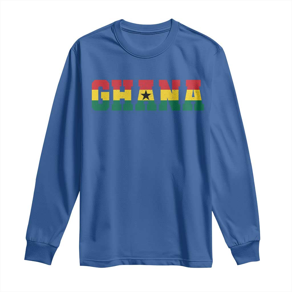 Ghana Flag Long Sleeve Shirt Varsity Lettering Design Ghanaian Pride Heritage Graphic