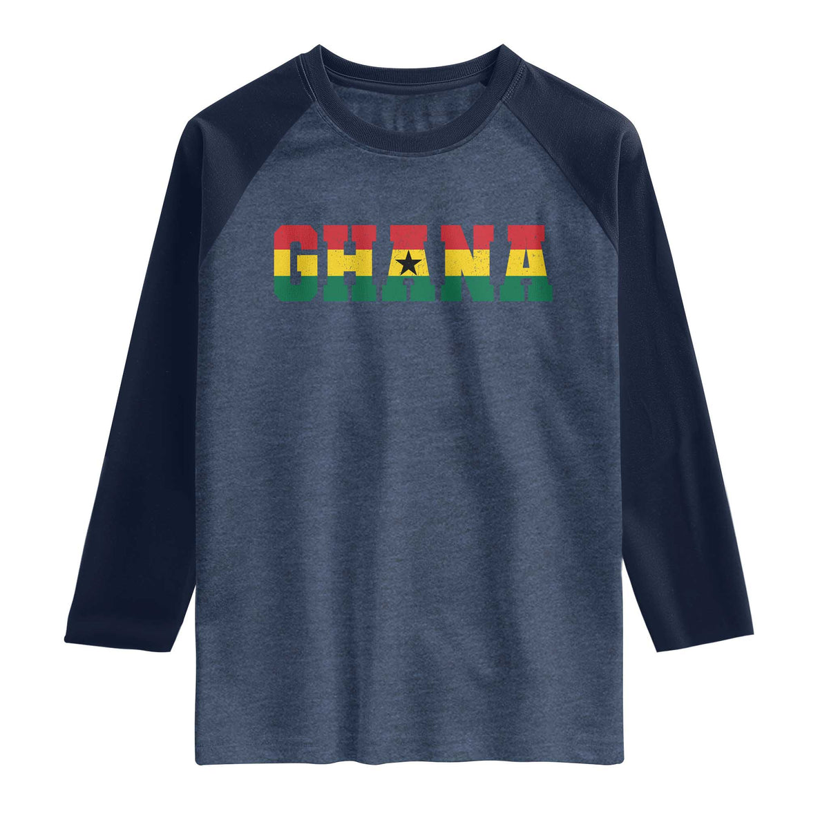 Ghana Flag Raglan Shirt Varsity Lettering Design Ghanaian Pride Heritage Graphic