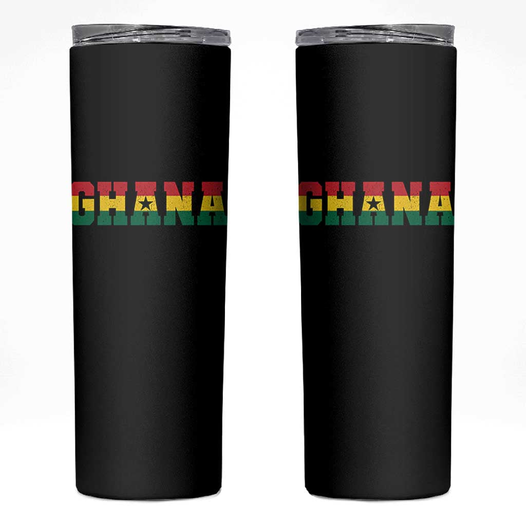 Ghana Flag Skinny Tumbler Varsity Lettering Design Ghanaian Pride Heritage Graphic