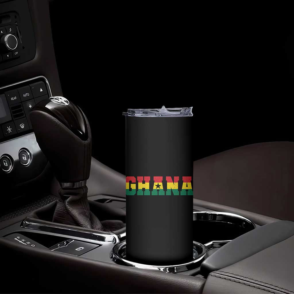 Ghana Flag Skinny Tumbler Varsity Lettering Design Ghanaian Pride Heritage Graphic