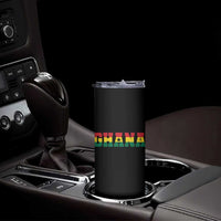 Ghana Flag Skinny Tumbler Varsity Lettering Design Ghanaian Pride Heritage Graphic