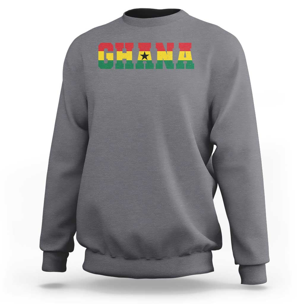 Ghana Flag Sweatshirt Varsity Lettering Design Ghanaian Pride Heritage Graphic