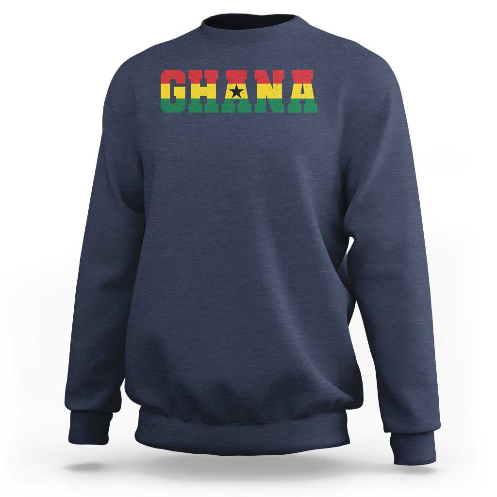 Ghana Flag Sweatshirt Varsity Lettering Design Ghanaian Pride Heritage Graphic