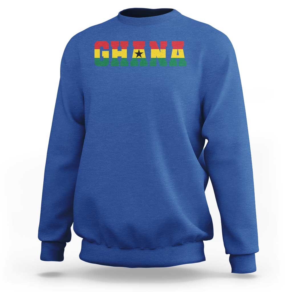 Ghana Flag Sweatshirt Varsity Lettering Design Ghanaian Pride Heritage Graphic