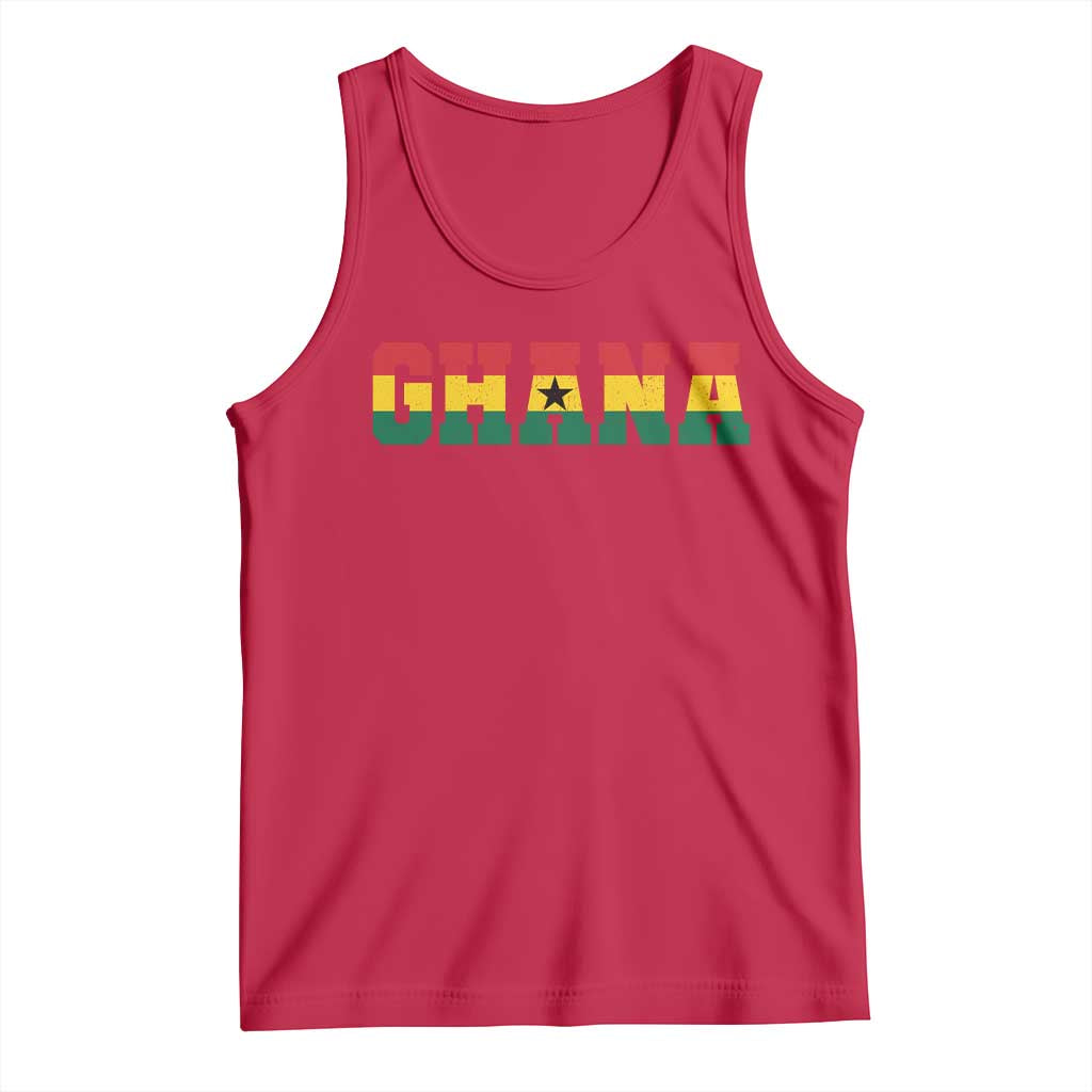Ghana Flag Tank Top Varsity Lettering Design Ghanaian Pride Heritage Graphic