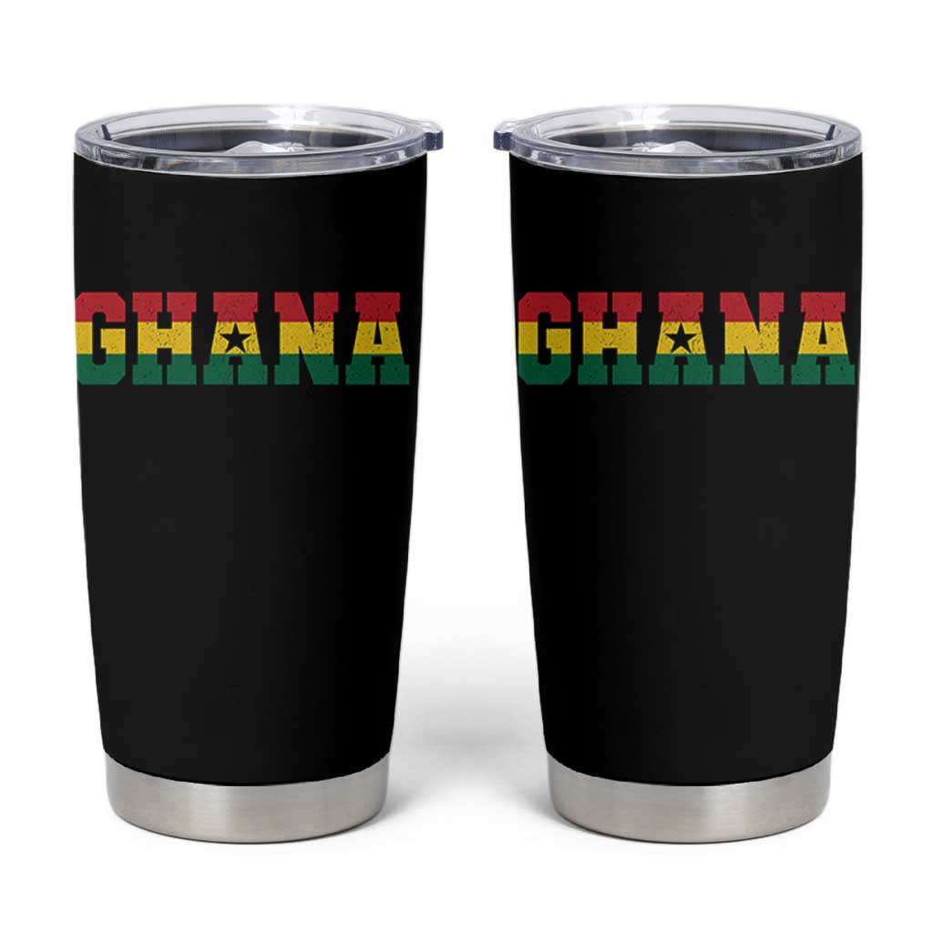 Ghana Flag Tumbler Cup Varsity Lettering Design Ghanaian Pride Heritage Graphic