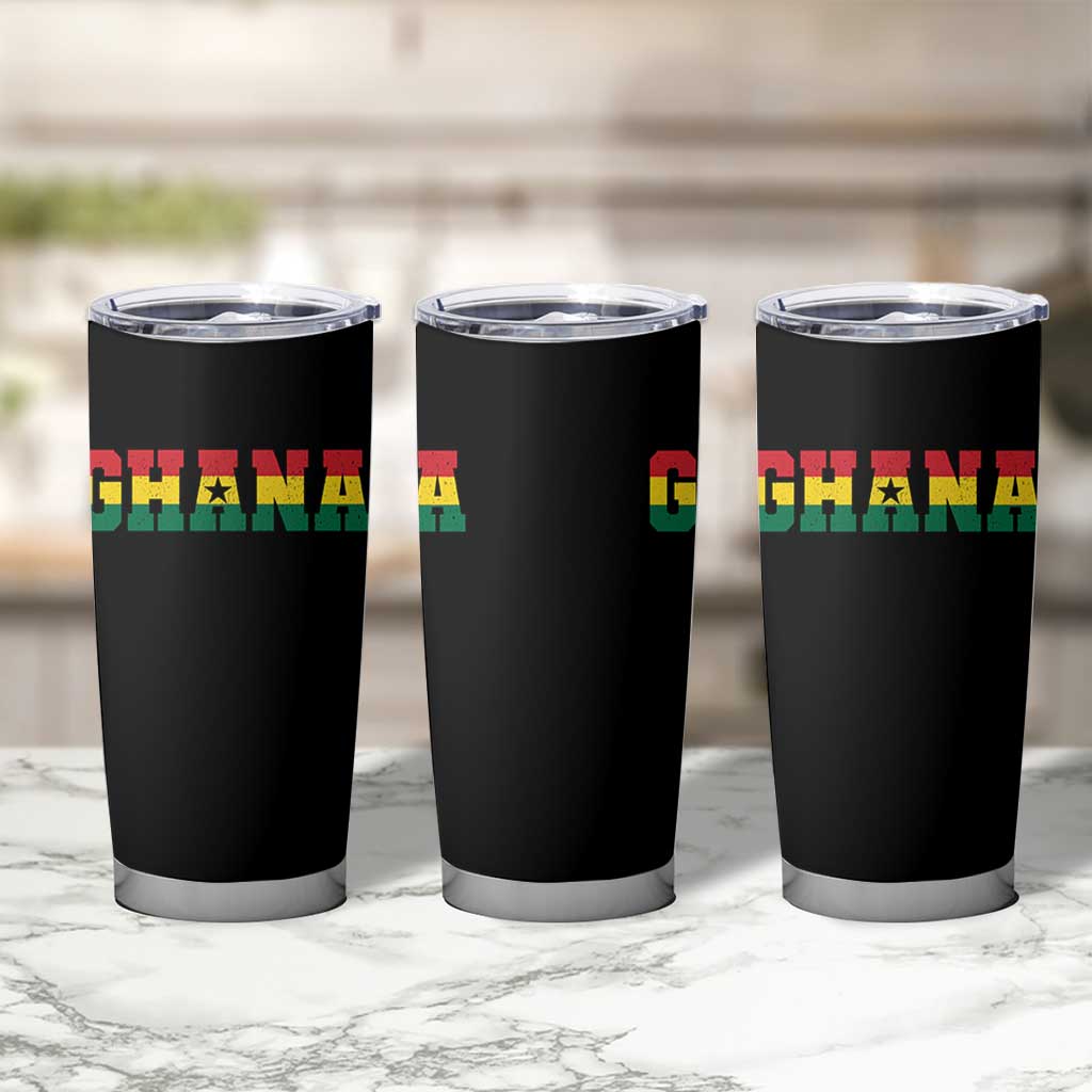 Ghana Flag Tumbler Cup Varsity Lettering Design Ghanaian Pride Heritage Graphic