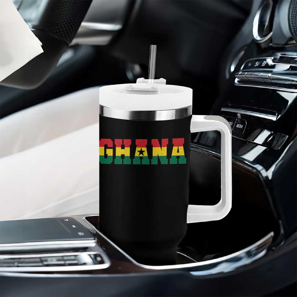 Ghana Flag Tumbler With Handle Varsity Lettering Design Ghanaian Pride Heritage Graphic