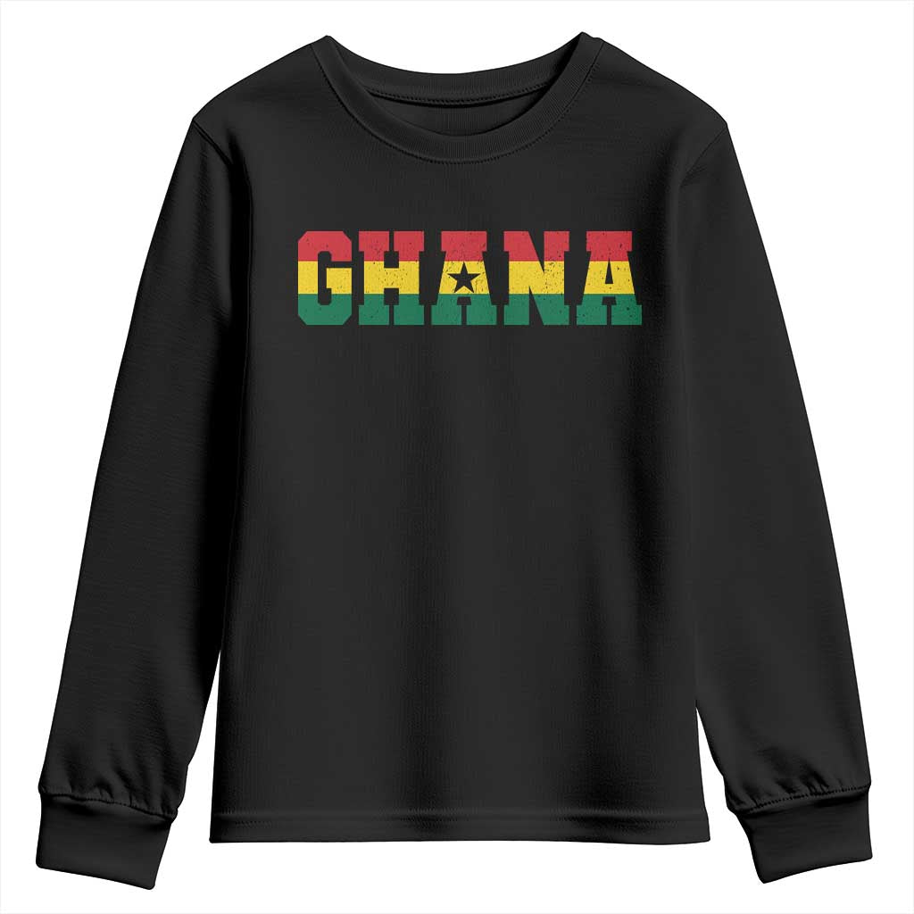 Ghana Flag Youth Sweatshirt Varsity Lettering Design Ghanaian Pride Heritage Graphic