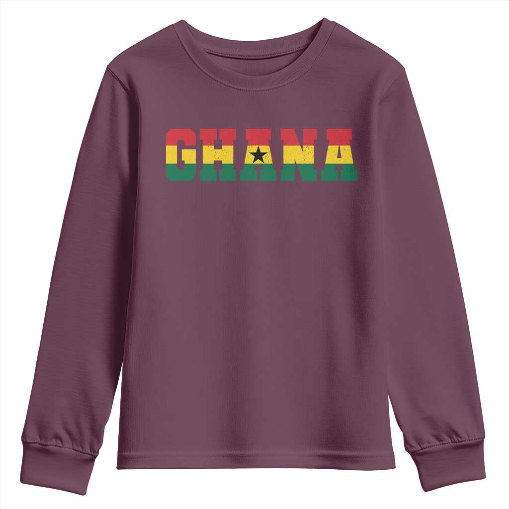 Ghana Flag Youth Sweatshirt Varsity Lettering Design Ghanaian Pride Heritage Graphic