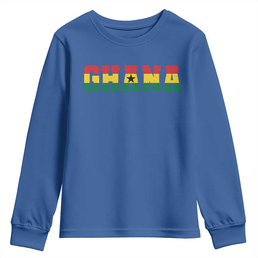 Ghana Flag Youth Sweatshirt Varsity Lettering Design Ghanaian Pride Heritage Graphic