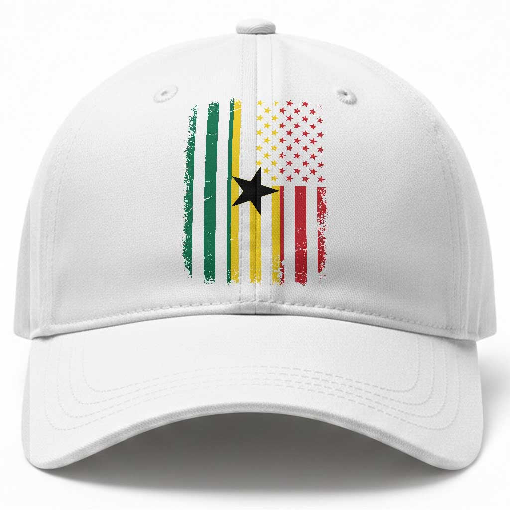 Ghana American Flag Baseball Cap Vintage Ghanaian Pride Heritage Graphic for Ghanaian Americans