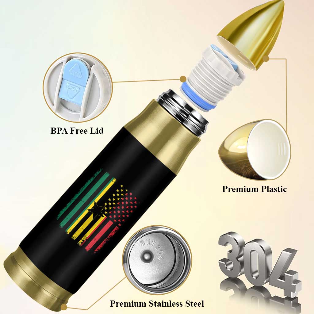 Ghana American Flag Bullet Tumbler Vintage Ghanaian Pride Heritage Graphic for Ghanaian Americans