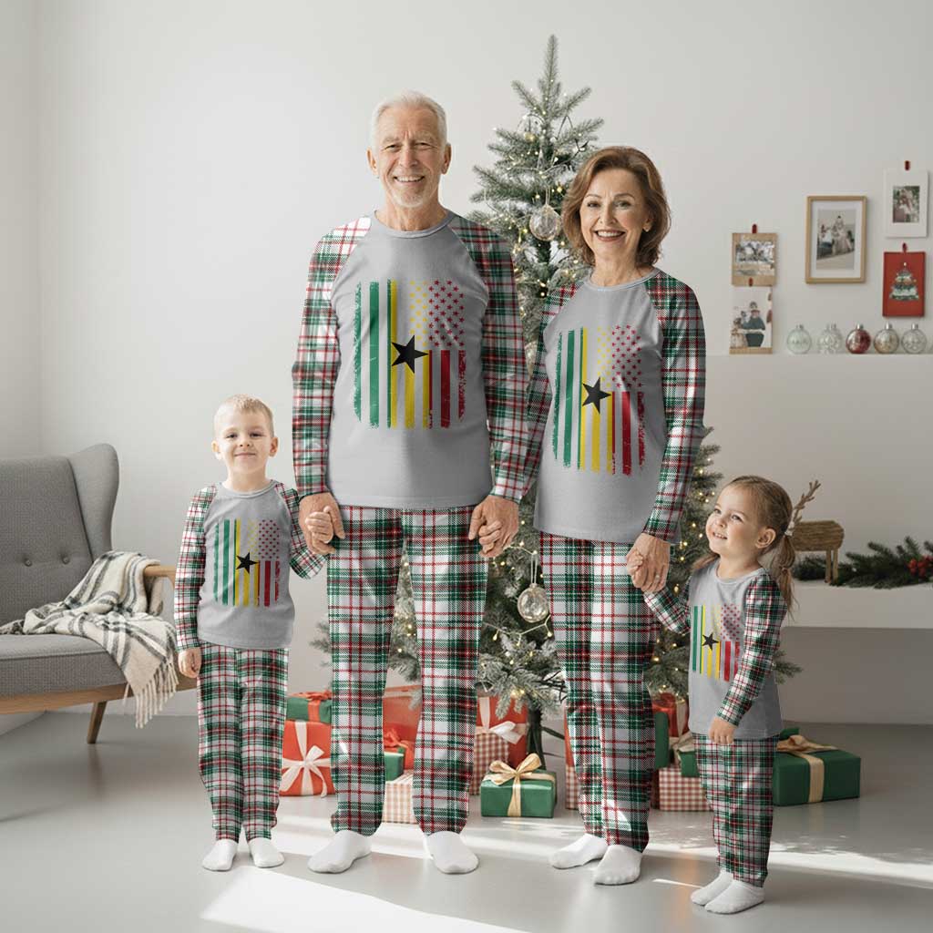 Ghana American Flag Plaid Pajama Set Vintage Ghanaian Pride Heritage Graphic for Ghanaian Americans