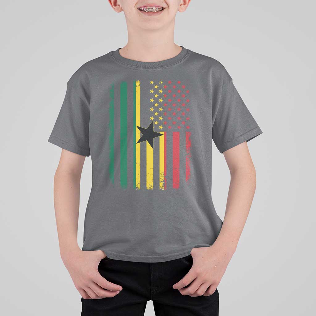 Ghana American Flag T Shirt For Kid Vintage Ghanaian Pride Heritage Graphic for Ghanaian Americans