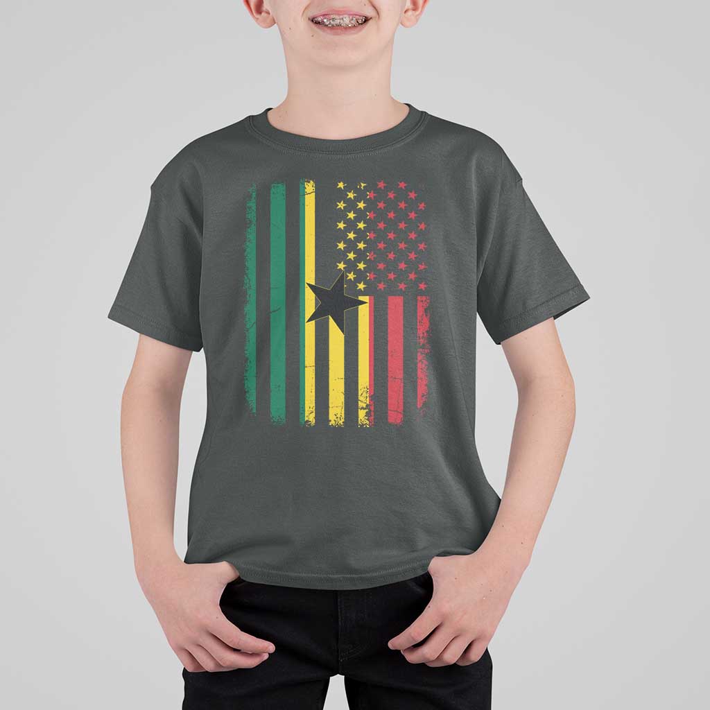 Ghana American Flag T Shirt For Kid Vintage Ghanaian Pride Heritage Graphic for Ghanaian Americans