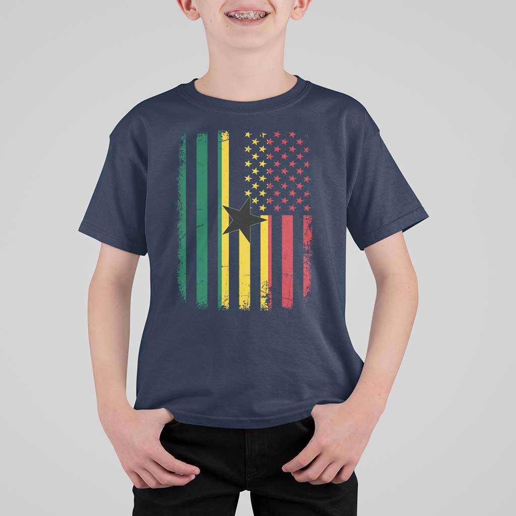 Ghana American Flag T Shirt For Kid Vintage Ghanaian Pride Heritage Graphic for Ghanaian Americans
