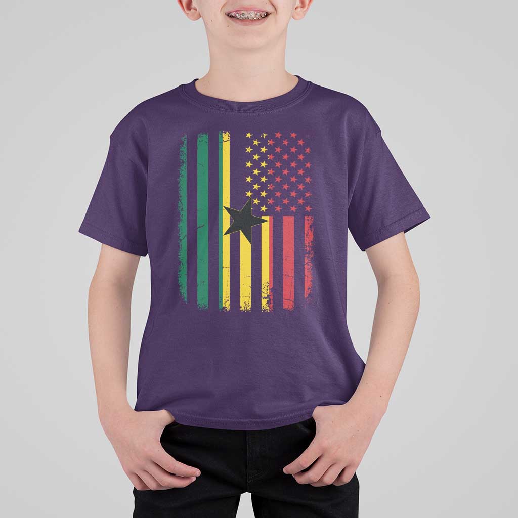 Ghana American Flag T Shirt For Kid Vintage Ghanaian Pride Heritage Graphic for Ghanaian Americans