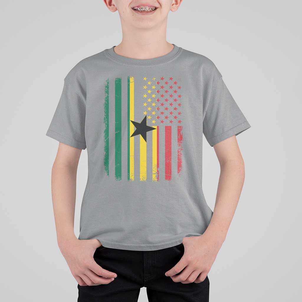 Ghana American Flag T Shirt For Kid Vintage Ghanaian Pride Heritage Graphic for Ghanaian Americans