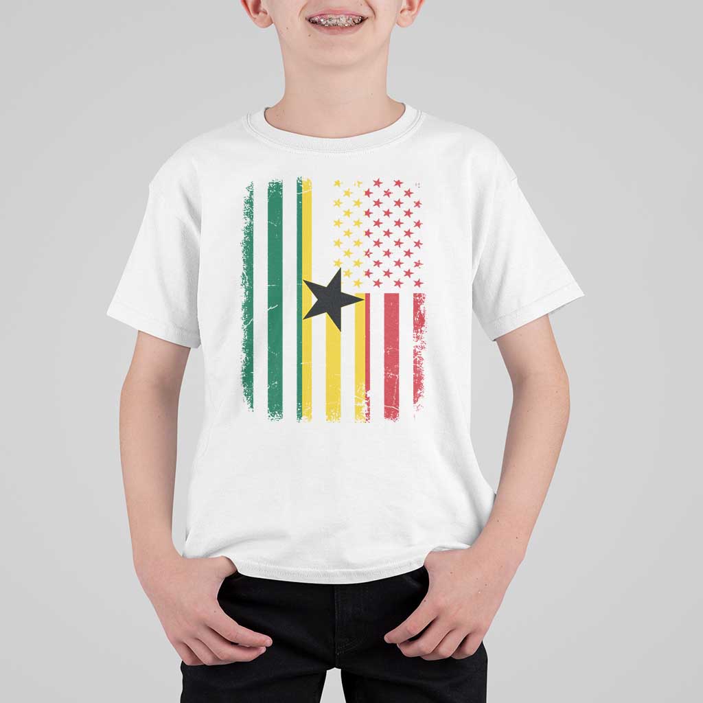 Ghana American Flag T Shirt For Kid Vintage Ghanaian Pride Heritage Graphic for Ghanaian Americans