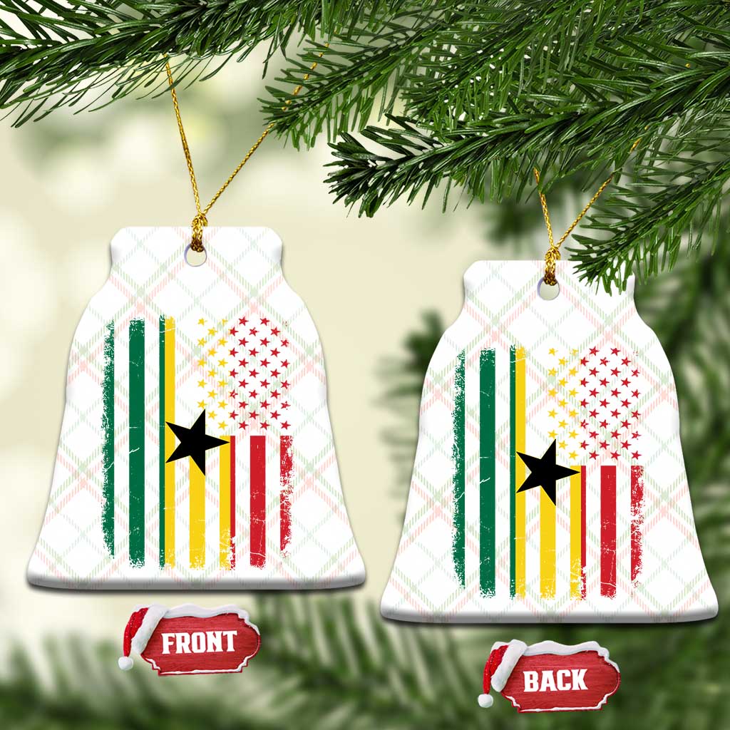 Ghana American Flag Ceramic Ornament Vintage Ghanaian Pride Heritage Graphic for Ghanaian Americans