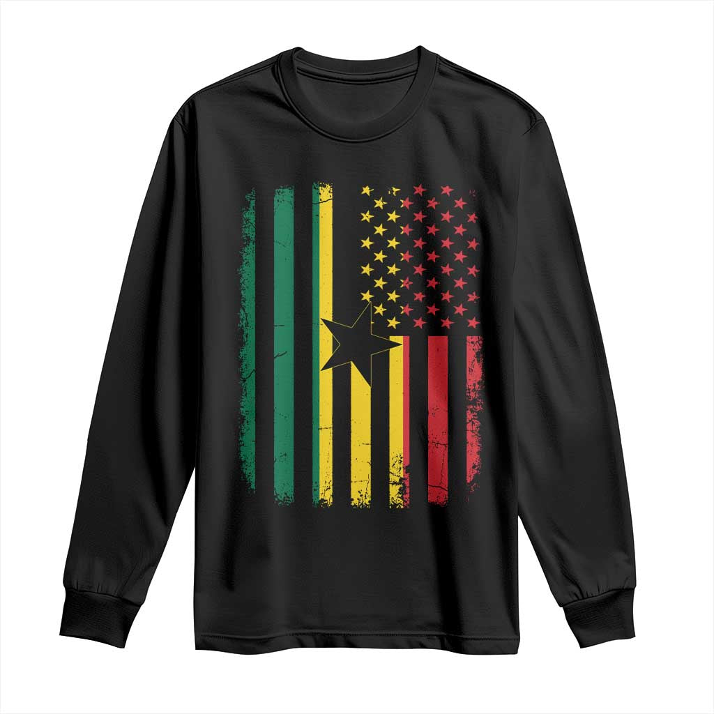 Ghana American Flag Long Sleeve Shirt Vintage Ghanaian Pride Heritage Graphic for Ghanaian Americans
