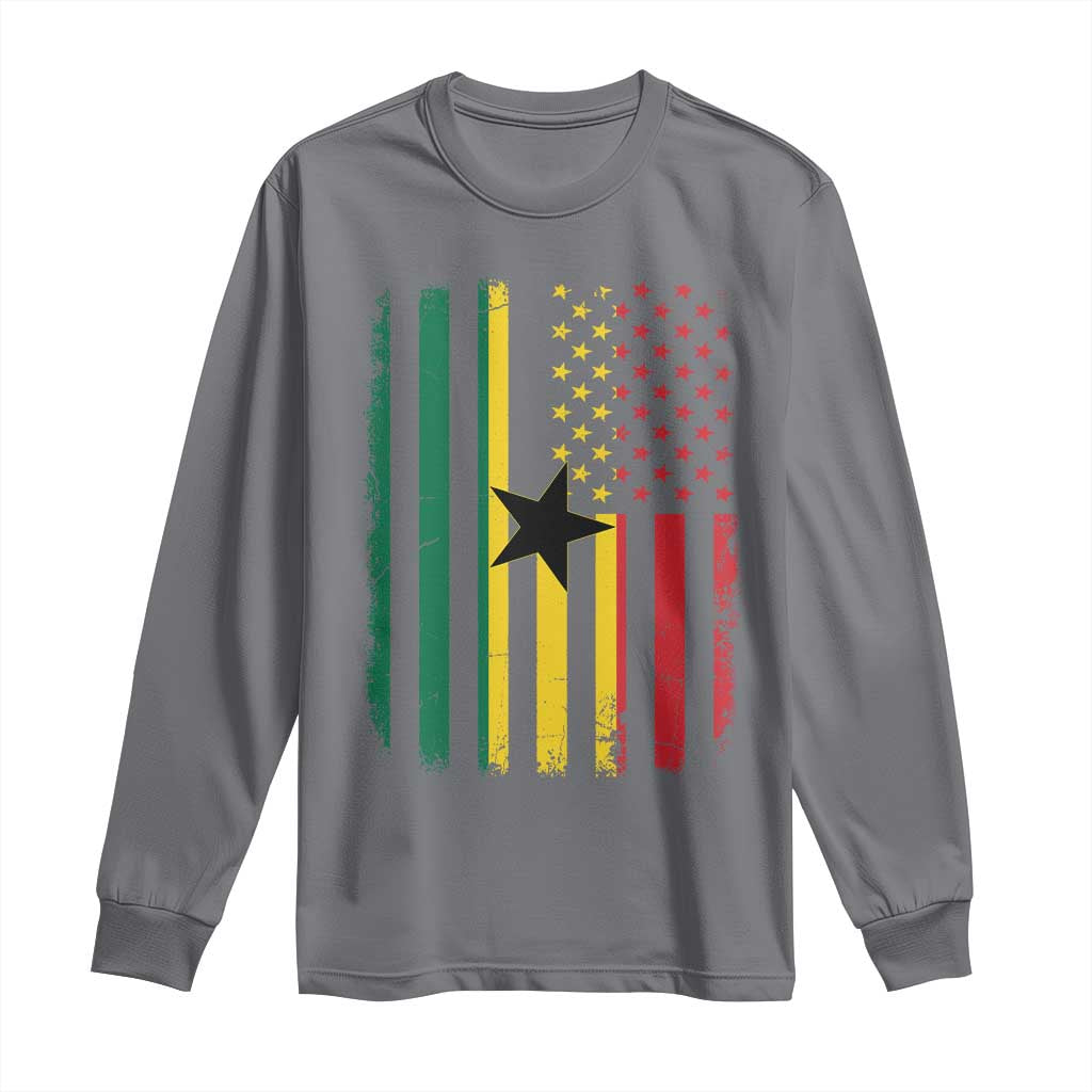 Ghana American Flag Long Sleeve Shirt Vintage Ghanaian Pride Heritage Graphic for Ghanaian Americans