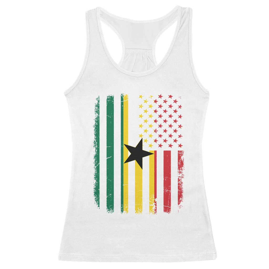 Ghana American Flag Racerback Tank Top Vintage Ghanaian Pride Heritage Graphic for Ghanaian Americans