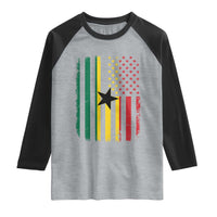 Ghana American Flag Raglan Shirt Vintage Ghanaian Pride Heritage Graphic for Ghanaian Americans