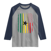 Ghana American Flag Raglan Shirt Vintage Ghanaian Pride Heritage Graphic for Ghanaian Americans