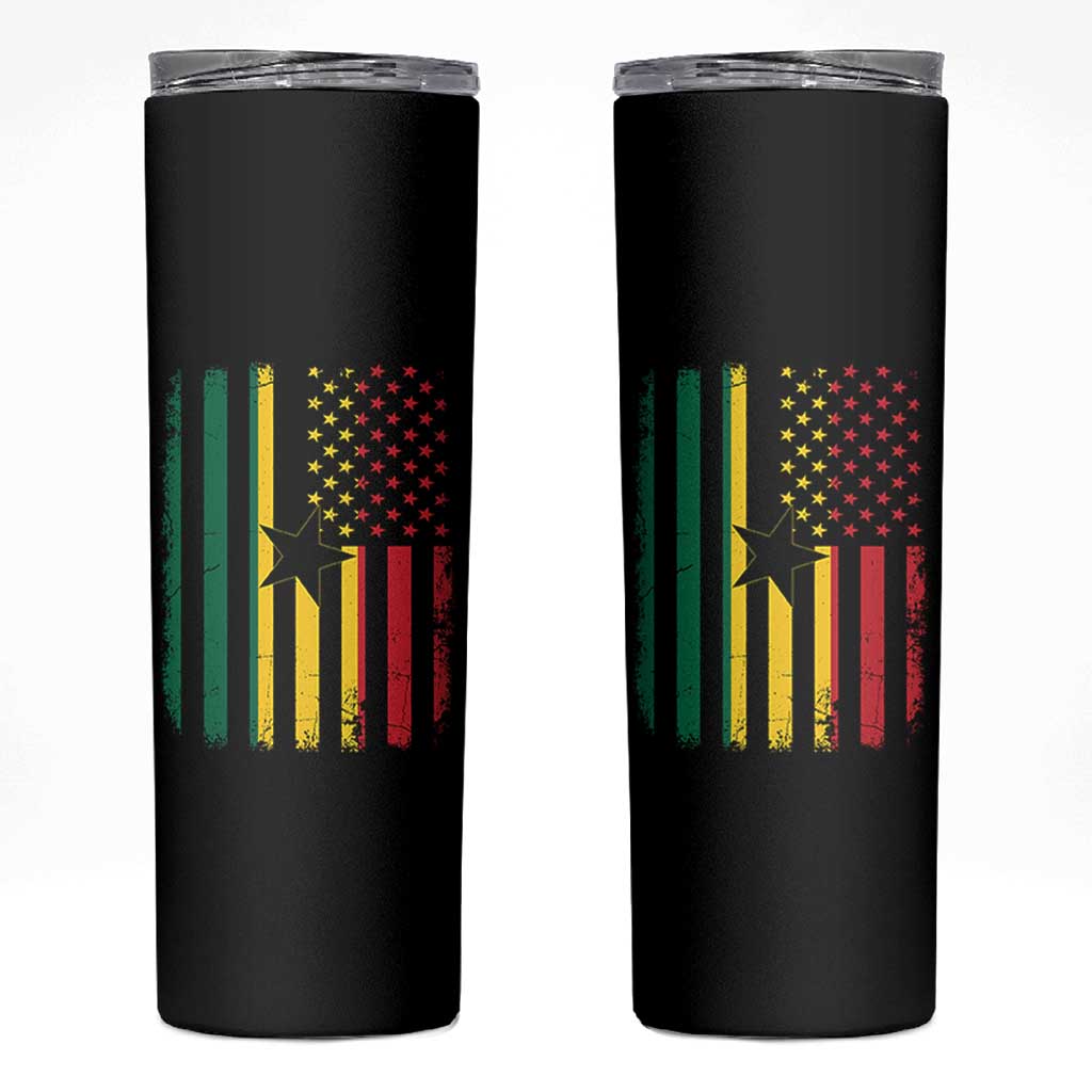 Ghana American Flag Skinny Tumbler Vintage Ghanaian Pride Heritage Graphic for Ghanaian Americans