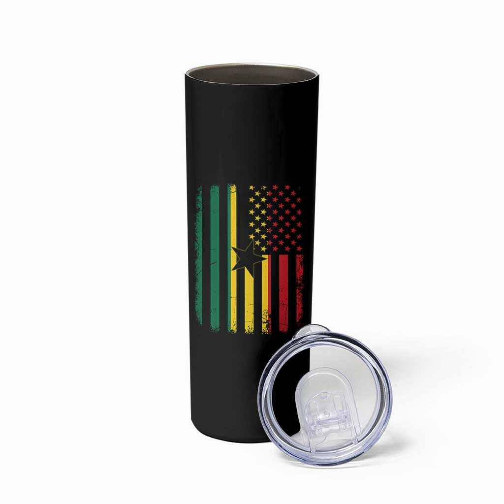 Ghana American Flag Skinny Tumbler Vintage Ghanaian Pride Heritage Graphic for Ghanaian Americans