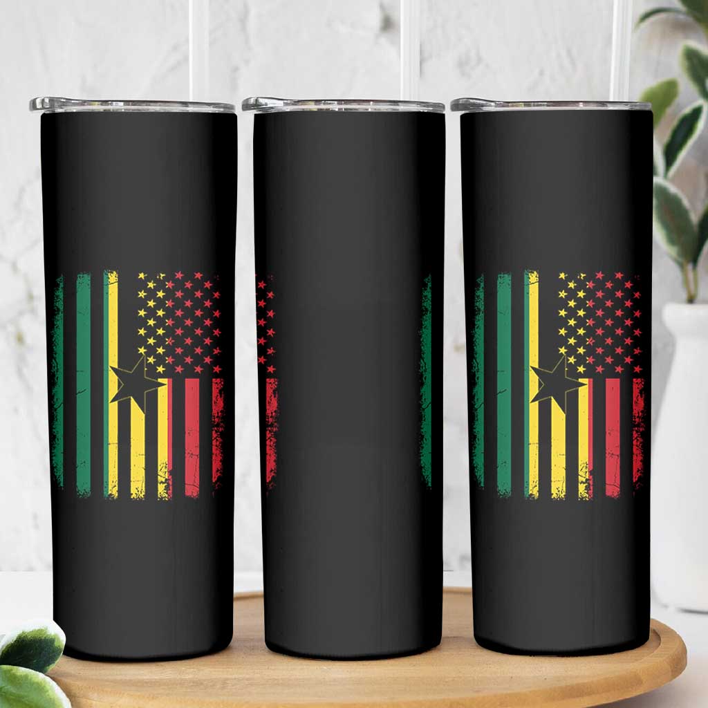 Ghana American Flag Skinny Tumbler Vintage Ghanaian Pride Heritage Graphic for Ghanaian Americans