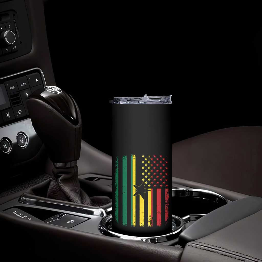 Ghana American Flag Skinny Tumbler Vintage Ghanaian Pride Heritage Graphic for Ghanaian Americans