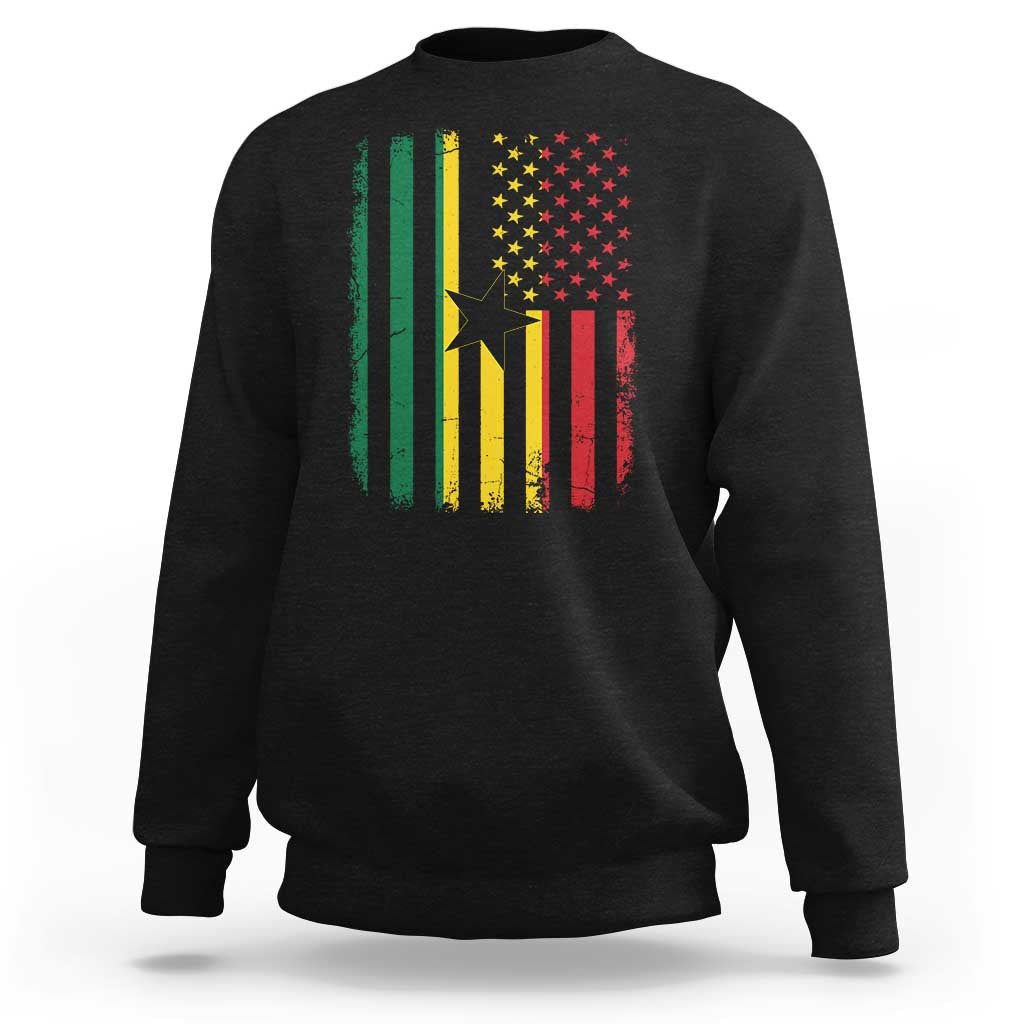 Ghana American Flag Sweatshirt Vintage Ghanaian Pride Heritage Graphic for Ghanaian Americans