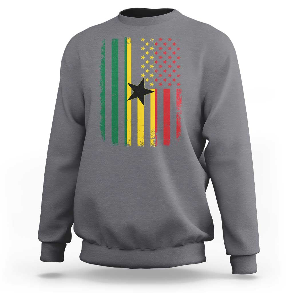 Ghana American Flag Sweatshirt Vintage Ghanaian Pride Heritage Graphic for Ghanaian Americans