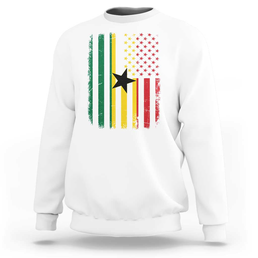 Ghana American Flag Sweatshirt Vintage Ghanaian Pride Heritage Graphic for Ghanaian Americans
